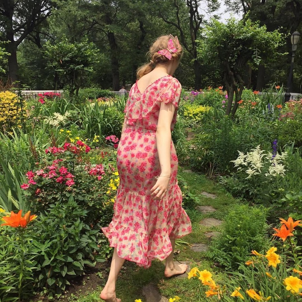 Floral Pink Garden Party Midi Dress